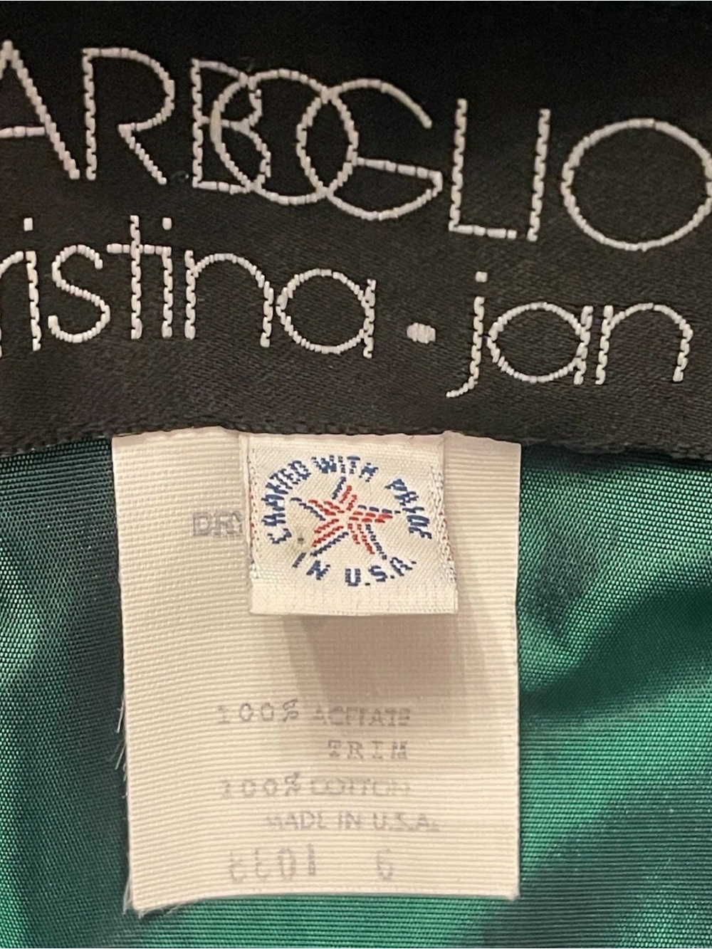 Vintage Barboglio Cristina Jan Dress Womens 80s Off Shoulder Emerald Lined USA 6 - Picture 11 of 13